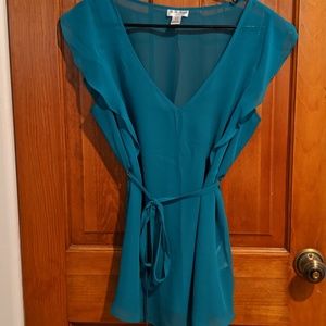 Size M Teal Blue Sheer Top